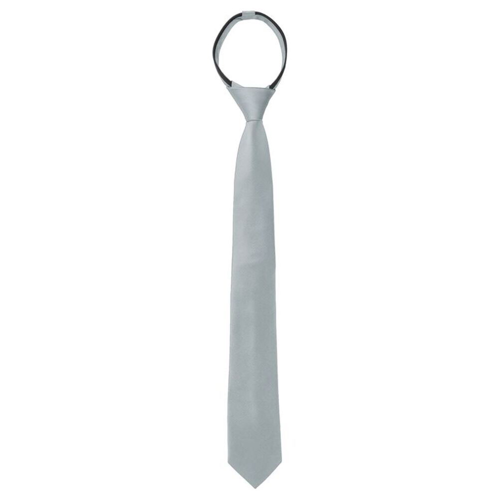 Men's Skinny Pretied Zipper Ties Adjustable Wedding Groom Tie Gray